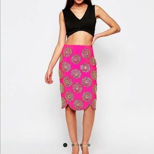 Heavy beaded skirt, knee length